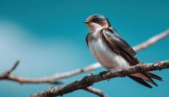 Bird perched on tree branch against clear sky nature photography outdoor scene close-up view photo
