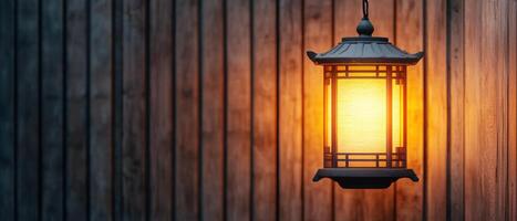 Traditional asian lantern glowing at night in quiet setting photography serenity warmth photo