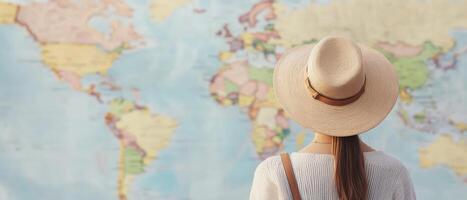 Female traveler examining map under sunlight in urban setting lifestyle photography photo