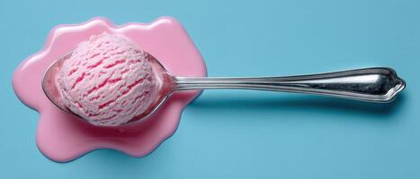 Melting ice cream scoop on pastel background food photography sweet treats delicious scene photo