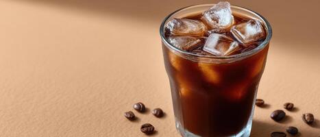 Refreshing cold brew coffee with ice cubes minimalist setting beverage photography photo