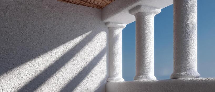 Architectural details with sharp shadows sunlit balcony closeup photography modern environment photo