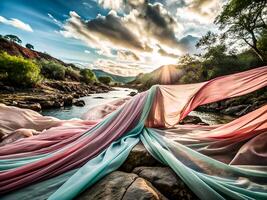 Elegant Drapery, Soft Pastel Textures in Motion photo