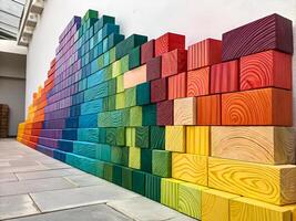 Vibrant Spectrum. A Stunning Array of Colorful Wooden Blocks photo