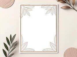 Elegant Botanical Frame on Minimalist Background. Perfect for Invitations and Stationery photo