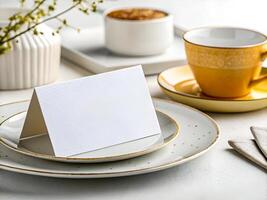Elegant Table Setting with Customizable Blank Place Card photo