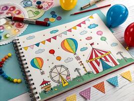 Vibrant Carnival Sketch. A Celebration of Color and Energy photo