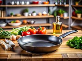 Fresh Ingredients and Rustic Cookware. Perfect for Culinary Creations. Delicious food background photo