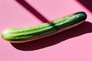 Cucumber on Pink Background with Shadow photo