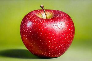 Red apple with water droplets closeup photo