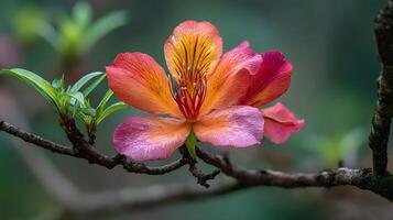 Sharp Macro of Tree Blossom Against Blurred Greenery photo