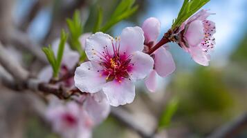 Close-Up of Delicate Flower on Branch with Bokeh Backdrop photo