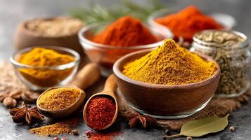 Vibrant Whole Spices Overflowing Rustic Wooden Spoon in Natural Light photo