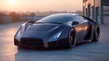 Sleek Modern Vehicle With Detailed Textures and Outdoor Background photo