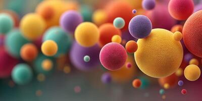 Colorful spherical shapes floating in an abstract background with soft focus elements creating a vibrant composition photo