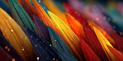 Colorful layers of vibrant materials arranged neatly, showcasing a range of hues in an artistic display during daytime photo