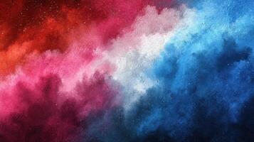 Vibrant abstract cloud formation showcasing red, pink, white, and blue hues blending harmoniously in a dreamy atmosphere photo