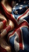 Textile pattern featuring a blended design of an American flag and a depiction of historical symbols photo