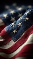 Close-up view of an American flag showcasing fabric details and vibrant colors during a patriotic event photo
