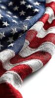 American flag draped in soft fabric showcases vibrant colors and intricate details during a patriotic celebration photo