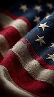 Waving fabric of an American flag showcasing rich colors and textures during a sunny day photo