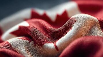 Canadian flag fabric draped elegantly with vivid colors and intricate details showcasing national pride photo
