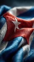Cuban flag with vibrant colors waving, symbolizing national pride and cultural identity in Cuba photo