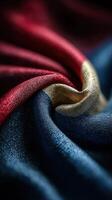 Textured fabric close-up showcasing rich colors and intricate details for textile design inspiration photo