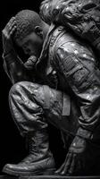 Soldier sculpture conveys deep emotion and reflection in a poignant moment of remembrance photo