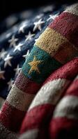 Textiles of nationalism capturing the vibrant colors of the American flag alongside the Cameroonian emblem photo