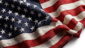 Waving American flag with vibrant colors on fabric showcasing patriotism and national pride photo