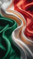 Vibrant fabric waves featuring the colors of a national flag captured in close-up detail photo