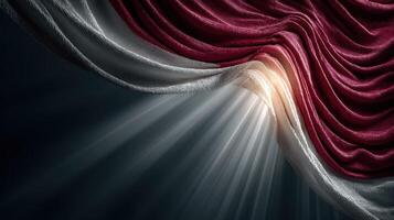Dramatic interplay of light and fabric in deep red and white drapery at an artistic display photo