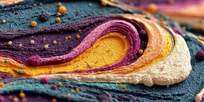 Colorful abstract swirl of textured paint showcasing vibrant patterns and hues in an artistic composition photo