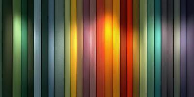 Colorful wooden planks arranged vertically in a well-lit interior space photo