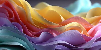 Colorful layers of textured paper create a vibrant and dynamic abstract display with curves and waves photo