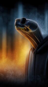 único antropomórfico Tortuga personaje vistiendo Gafas de sol en un urbano ajuste rodeado por vistoso luces foto