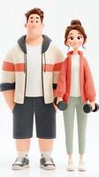Cute animated couple in workout attire preparing for a fitness session indoors during a sunny day photo