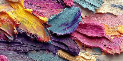 Vibrant abstract painting with rich texture and bold colors created with palette knife technique photo