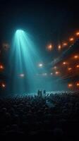 Audience captivated in a grand theater illuminated by a single spotlight during an enchanting performance photo