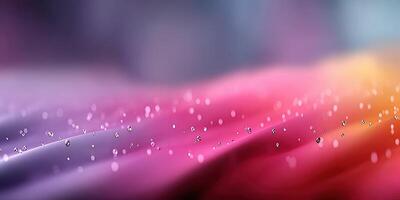 Beautiful droplets rest on vibrant colored surfaces reflecting light in an abstract display at dusk photo