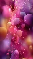 Colorful abstract bubbles float in a dreamy space filled with soft light and vibrant hues, creating a mesmerizing visual experience photo