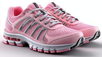 Stylish pink athletic shoes designed for comfort and performance, showcasing modern design elements and sleek appearance photo