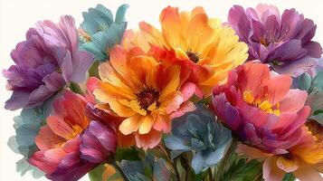 Bright and vibrant floral arrangement showcasing mixed blooms in various colors during spring season photo