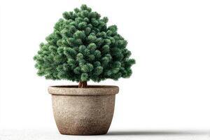 Artificial green plant in textured pot enhancing interior decor for modern settings photo