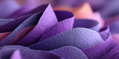 Beautiful arrangement of textured purple paper creating a vibrant wave pattern in a close-up view photo