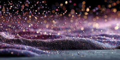 Colorful glitter particles dance in the light over a textured surface creating a mesmerizing visual effect photo