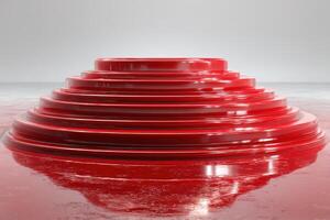 Colorful layered design with a glossy finish on a reflective surface creating an abstract focal point photo