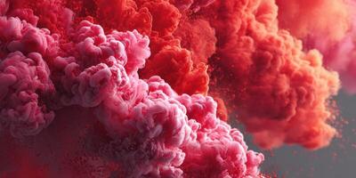 Colorful clouds create a dynamic display of red and pink hues swirling together in an abstract formation photo