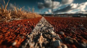 Rustic path along the dry landscape showcasing brilliant clouds and natural textures during a calm afternoon photo